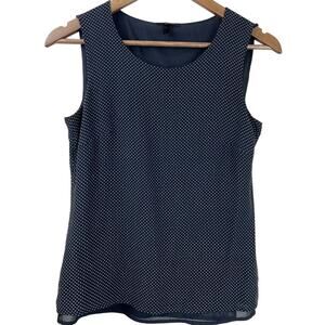 Escada Womens Layered Tank Top Sheer‎ Size 34 Sleeveless Black White Polka Dot